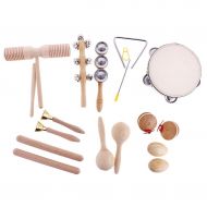 Unbranded Baby Early Learning Educational Toy Set Hand Percussion Hand Shake Bell Wood