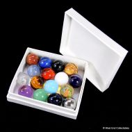 Unbranded Gemstone, Mineral & Metal Marbles - 16 x 16mm Collectors Toy Glass Marble Set