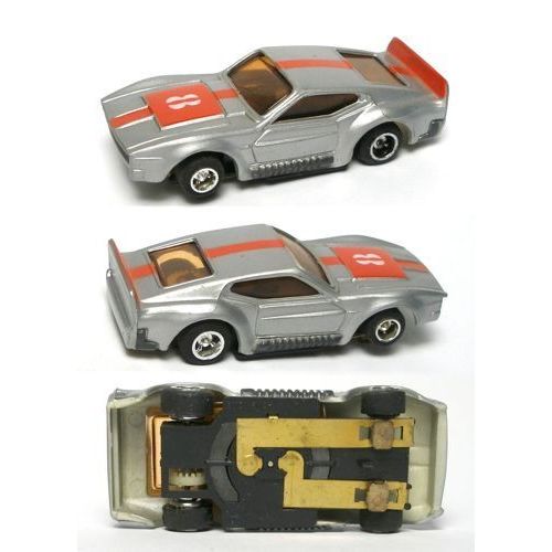  Unbranded 1970s Foreign RARE Mustang MACH ONE HO Slot Car Silver & Orange! GreatLooking!