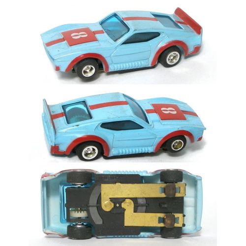  Unbranded 1970s Foreign RARE Mustang MACH ONE HO Slot Car Baby Blue &Orange! GreatLooking!