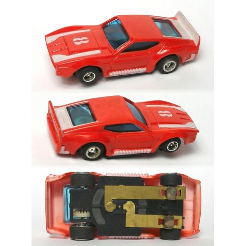  Unbranded 1970s Foreign RARE Mustang MACH ONE HO Slot Car Orange & White! Great Looking!