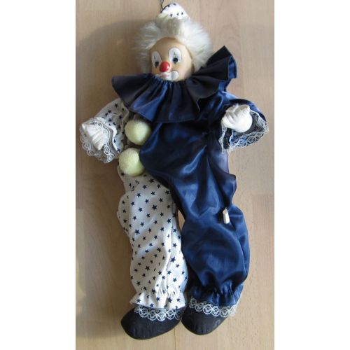  Markenlos Beautiful Porcelain Doll doll Clown Collector Rare porcelain Head 45 high
