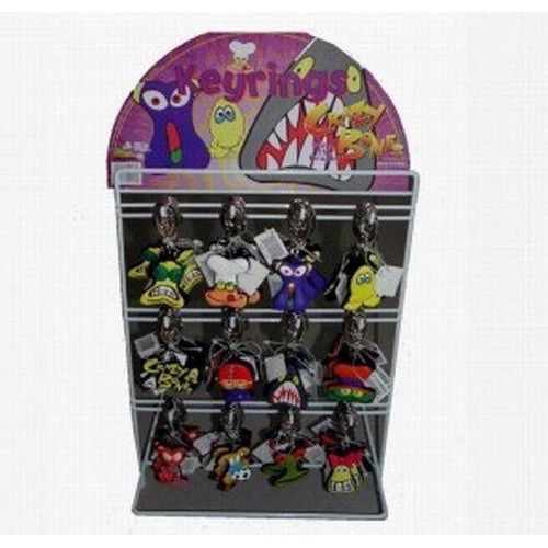  Unbranded Lot of 72 Pieces - Crazy Bones Keychains with Metal Rack Display