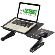 [아마존베스트]Uncaged Ergonomics WorkEZ Best Adjustable Laptop Cooling Stand & Lap Desk for Bed Couch w/Mouse Pad. Ergonomic Height Angle tilt Aluminum Desktop Tray Portable MacBook pro Computer Riser Table Cooler
