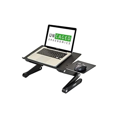 [아마존베스트]Uncaged Ergonomics WorkEZ Best Adjustable Laptop Cooling Stand & Lap Desk for Bed Couch w/Mouse Pad. Ergonomic Height Angle tilt Aluminum Desktop Tray Portable MacBook pro Computer Riser Table Cooler