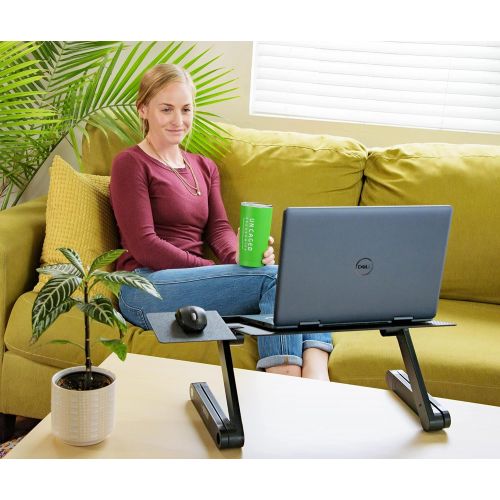  [아마존베스트]Uncaged Ergonomics WorkEZ Best Adjustable Laptop Cooling Stand & Lap Desk for Bed Couch w/Mouse Pad. Ergonomic Height Angle tilt Aluminum Desktop Tray Portable MacBook pro Computer Riser Table Cooler