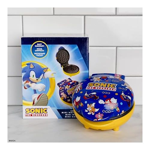  Uncanny Brands Sonic the Hedgehog Mini Waffle Maker - Sega Kitchen Appliance
