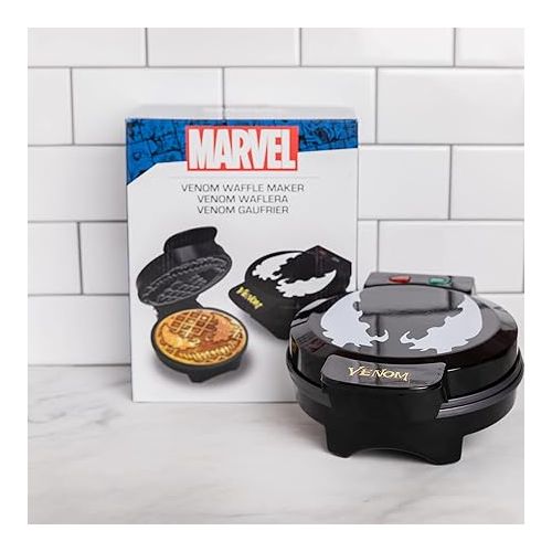  Uncanny Brands Marvel Venom Waffle Maker -Spidey's Mask on Your Waffles- Waffle Iron