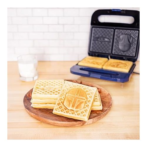  Uncanny Brands Mandalorian Waffle Maker - Bounty Hunter & Baby Yoda Waffles - Star Wars Kitchen Appliance