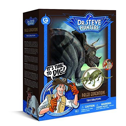  Uncle Milton Dr. Steve Hunters - Paleo Expedition Dino Dig Excavation Kit Triceratops - 12Piece - Scientific Educational Toy