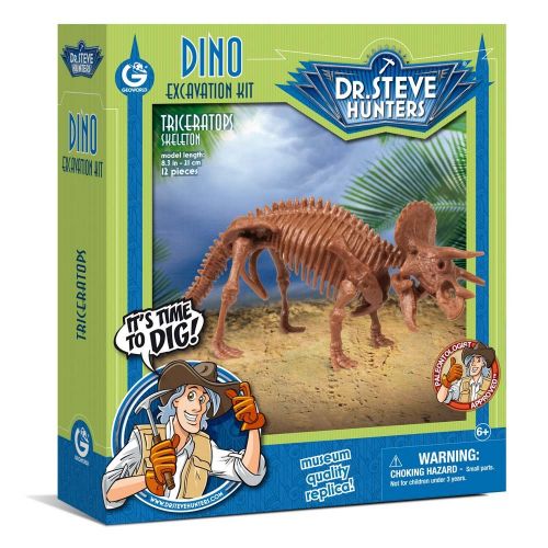 Uncle Milton Dr. Steve Hunters-Dino Dig Excavation Kit Triceratops-12 Pieces-Scientific Educational Toy