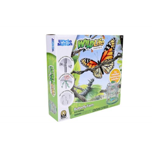  Uncle Milton Butterfly Farm Live Habitat - Observe Butterfly Lifecycle in Garden  Includes Voucher to Redeem for Caterpillars