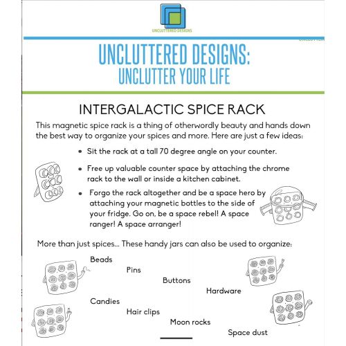  Uncluttered Designs Intergalactic Spice Rack Set With Magnetic Jars, Stand and Wall Mount by (9 Tin)