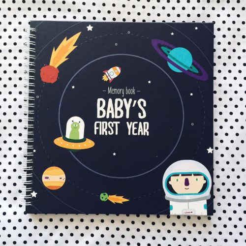  Unconditional Rosie Astronaut Babys First Year Memory Book - 12 Stickers Included - First Year Photo Album with Stickers and Frames to add Your Pictures in a Gorgeous Way - Outer Space Edition. Great