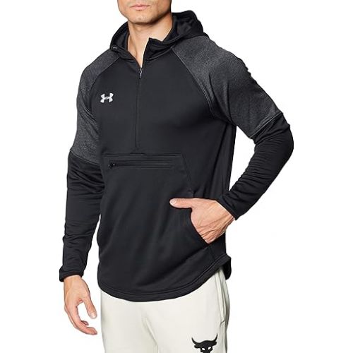 언더아머 Under Armour mens Qualifier Fleece Anorak, Black-white, Medium