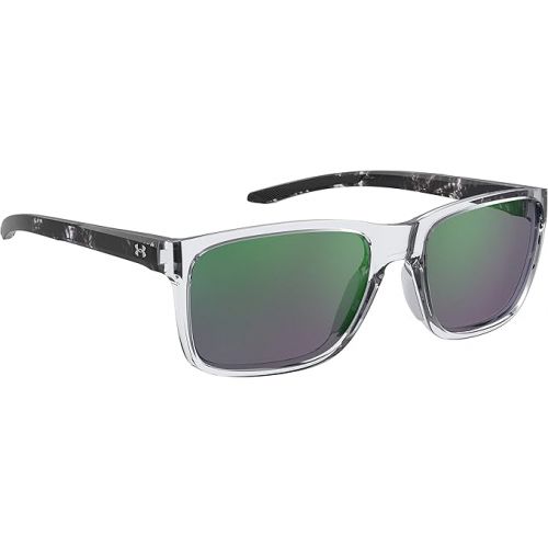 언더아머 Under Armour Mens Under Armour Male Style Ua 0005/S Sunglasses, Crystal Black/Polarized Green Multi, 58mm 19mm US
