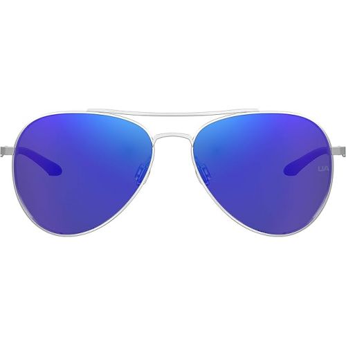 언더아머 Under Armour UA 0008/G/S Pilot Sunglasses, Silver/Blue Multi, 59mm, 15mm