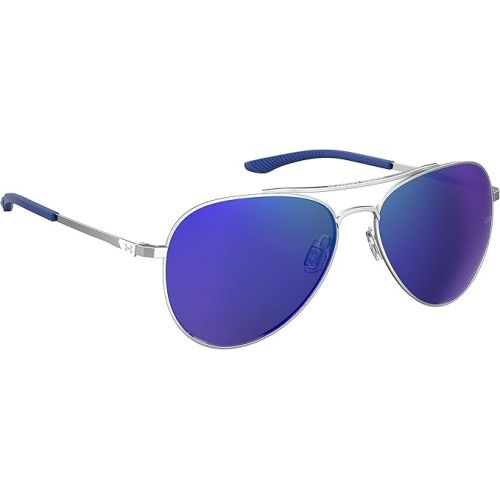 언더아머 Under Armour UA 0008/G/S Pilot Sunglasses, Silver/Blue Multi, 59mm, 15mm