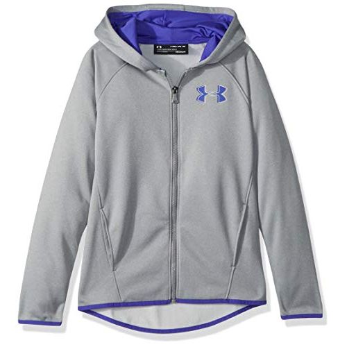 언더아머 Under Armour Girls Armourfleece Full Zip, Steel Light Heather (035), Youth X-Small