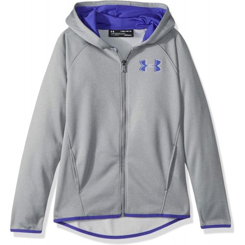 언더아머 Under Armour Girls Armourfleece Full Zip, Steel Light Heather (035), Youth X-Small