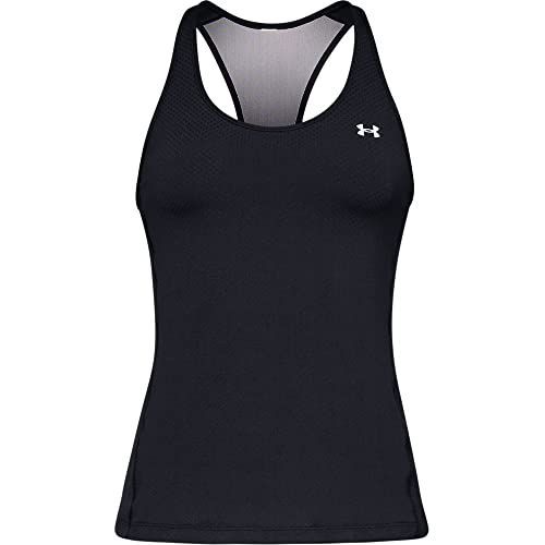 언더아머 Under Armour Womens HeatGear Armour Racer Tank , Black (001)/Metallic Silver , Large