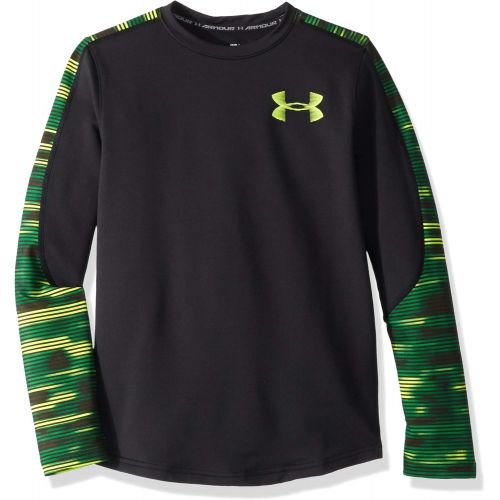 언더아머 Under Armour Boys Armour ColdGear Printed Crew Long Sleeve