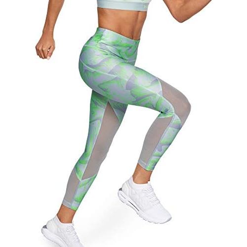 언더아머 Under Armour Womens HeatGear Armour Mesh Ankle Crop Print Capri Leggings