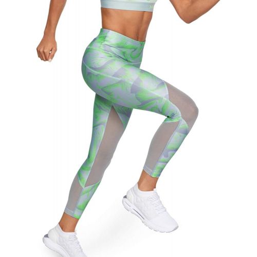 언더아머 Under Armour Womens HeatGear Armour Mesh Ankle Crop Print Capri Leggings