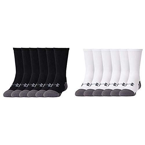 언더아머 Under Armour Youth Resistor 3.0 Crew Socks, 6-Pairs, Black/Graphite, Youth Large & Under Armour Youth Resistor 3.0 Crew Socks, 6 Pairs, White/Graphite, Shoe Size: Youth 13.5K-4Y