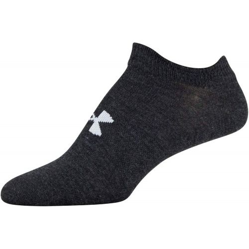 언더아머 Under Armour Womens Essential 2.0 Lightweight No Show Socks, 6-Pairs , Black/White Assorted , Medium