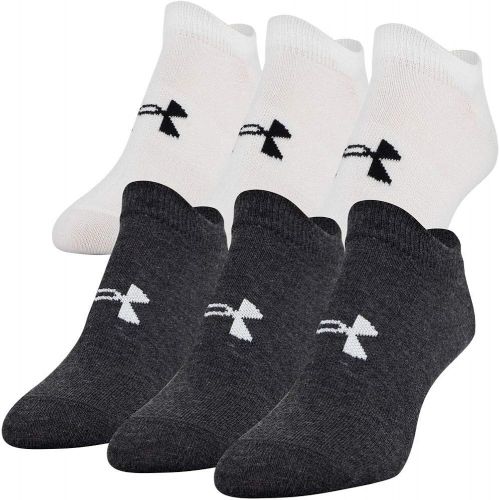 언더아머 Under Armour Womens Essential 2.0 Lightweight No Show Socks, 6-Pairs , Black/White Assorted , Medium