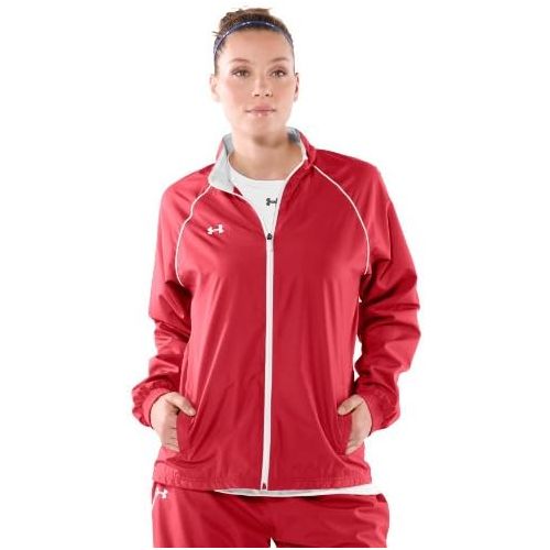 언더아머 Under Armour Womens Advance Woven Warm-up Jacket Large Red (Medium, Red/White)