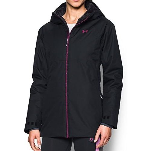 언더아머 Under Armour Womens ColdGear Infrared Snowcrest Jacket, Black/Magenta Shock MD (US 8-10)