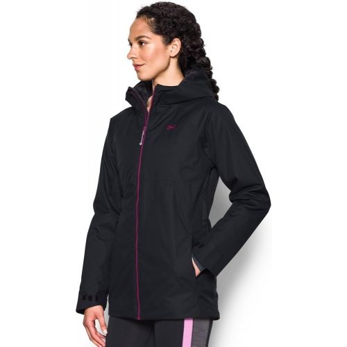 언더아머 Under Armour Womens ColdGear Infrared Snowcrest Jacket, Black/Magenta Shock MD (US 8-10)