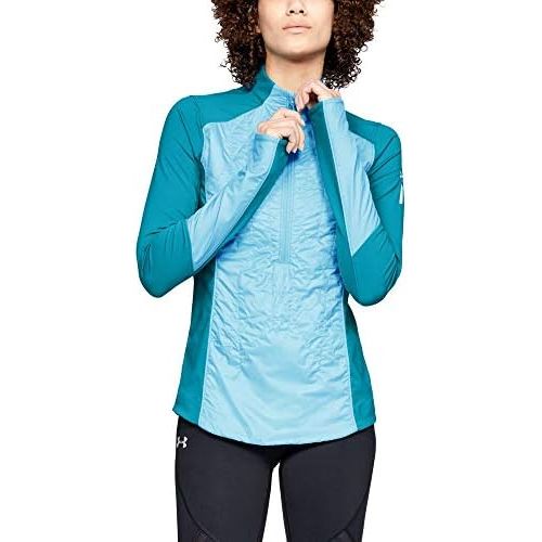 언더아머 Under Armour Outerwear Womens Trail Run Hybrid 1/2 Zip Jacket, Static Blue, X-Small