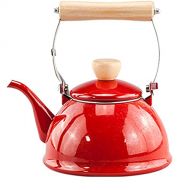 Under Bed Storage Retro Red Tea Coffee Kettle Pot Tea Kettles for Gas Stove Stove Top Tea Kettle Pots Kettle Enamel Tea Pot with Wood Handle for Stovetop Kitchen Home