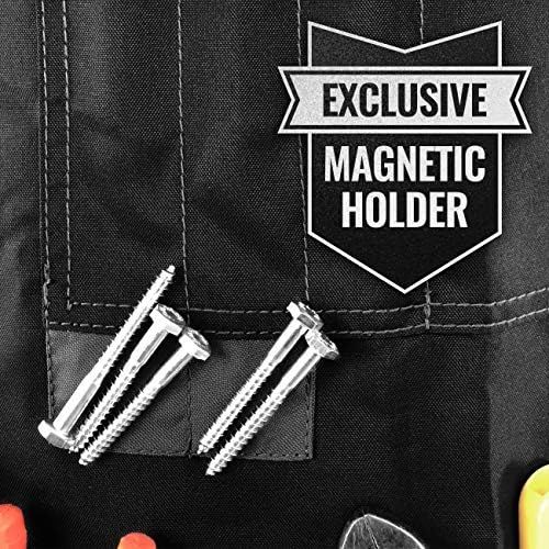  [아마존베스트]Under NY Sky Tool Apron  Magnetic Tool Holder  Heavy Duty Black Oxford Canvas  CrossBack  18 Pockets  Adjustable for Men, Women  Pro Mechanic, Woodworker, Carpenter, Electric