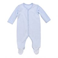 Under the Nile Snap Front Footie w Mitts, Pale Blue Stripe