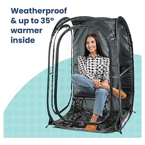 WeatherPod Large 1-Person Pod - Pop-Up Weather Pod, Protection from Cold, Wind and Rain - Black