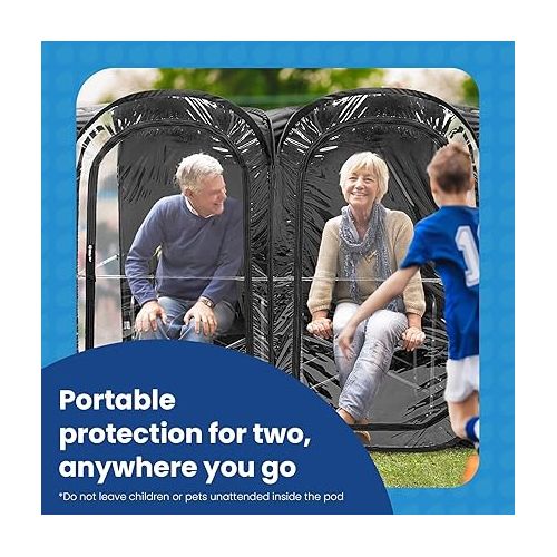  WeatherPod - The Original Pop Up Spectator Pod - Extra Large Weatherproof Pop-Up Pod for up to 2 People - Lightweight, Easy Open & Close - Protection from Cold, Wind and Rain - 70” x 35”