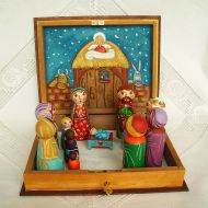 /UnderAngelWings Christmas nativity set Wooden nativity scene Wood nativity set Nativity figurines Christmas crib Nativity figures Peg doll nativity Creche