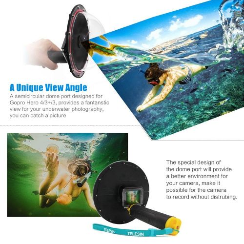  TELESIN 6 Underwater Photography Dome Port Housing, iKNOWTECH 6 Dome Port for GoPro Hero 3 3+ 4 with Transparent Lens Cover and Waterproof Housing for Underwater Photography