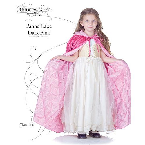  Underwraps Costumes Girls Dark Pink Panne Cape with Light Pink Lining, One Size Childrens Costume