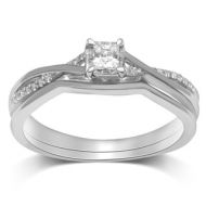 Unending Love 14k Gold 1/6ct TDW Princess-cut Halo Ring Set (IJ I2-I3) - White by Unending Love