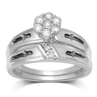 Unending Love 10k White Gold 1/3ct TDW Diamond Flower Top Bridal Ring by Unending Love