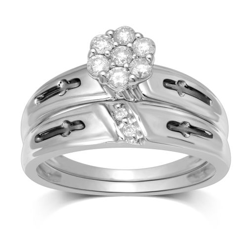  Unending Love 10k White Gold 13ct TDW Diamond Flower Top Bridal Ring by Unending Love