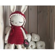 Unepelotedelaine crochet red riding hood Bunny, a crochet toy for a newborn or child gift, newborn photo prop or photo session