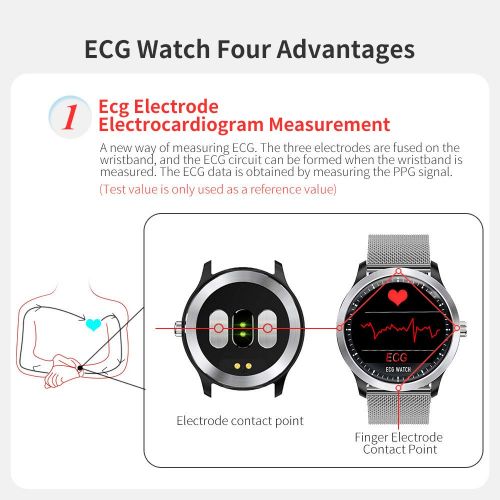  Unexceptionable-Smartwatch Smart Watch Fitness Tracker,N58 ECG PPG Smart Watch with electrocardiograph ECG Display,Holter ECG Heart Rate Monitor Blood Pressure smartwatch