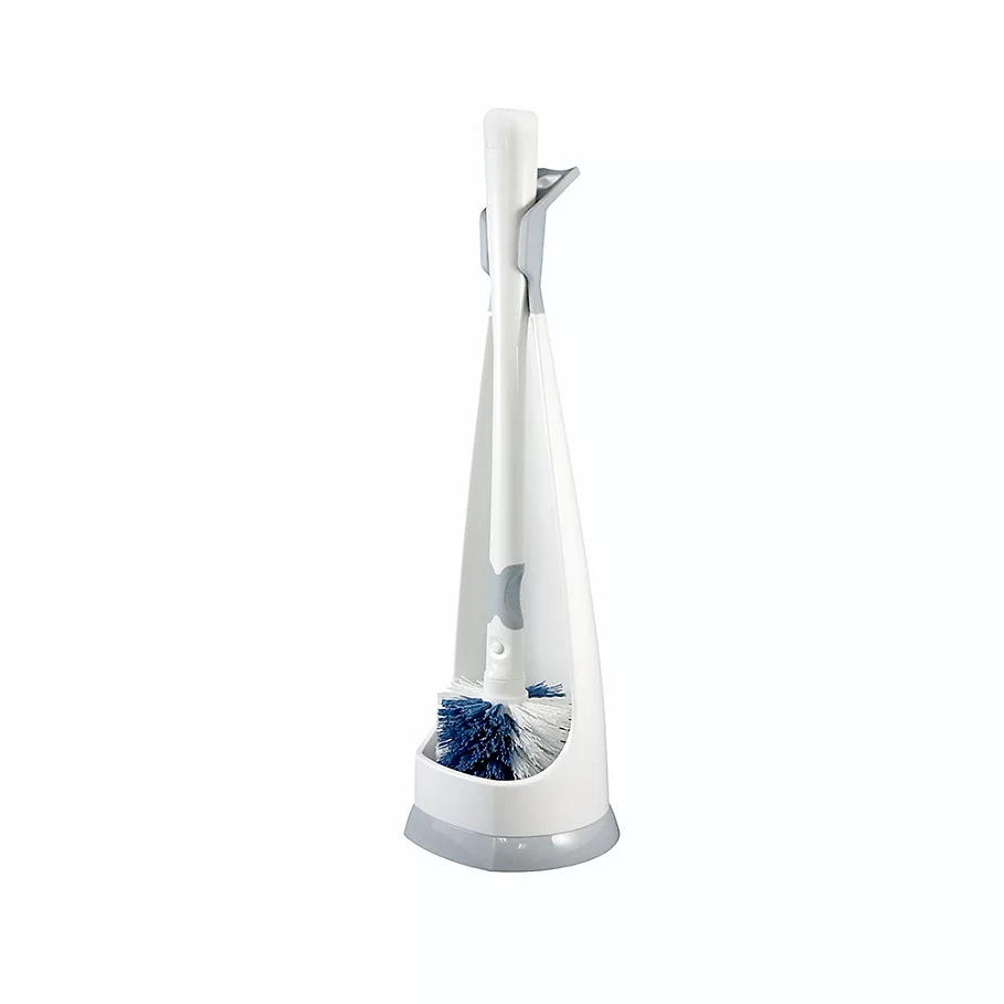 Unger No-Drip Toilet Brush & Caddy Set in WhiteGreyBlue