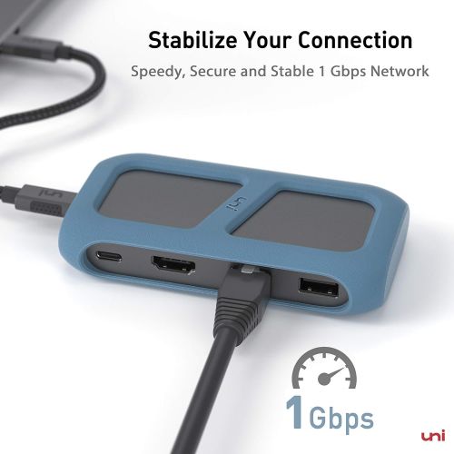  [아마존 핫딜] Uni USB C Hub Ethernet 8-in-1 Aluminum Adapter for 2019 MacBook Pro, uni USB C to HDMI 4K, 1 Gbps Ethernet, SD Card Reader, PD 100W, USB 3.0 with 8 Long Detachable Cord, Compatible for
